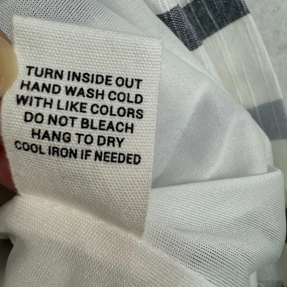 Mine Button Down Tie Mini Skirt Womens Size Large White Blue Stripe NWT - Picture 5 of 9